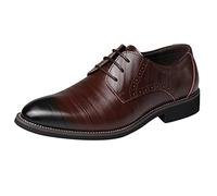 LinRim Suit Shoes Oxford Shoes Men's Classic Business Derby Shoes Wedding Shoes Black Blue Red White Brown Yellow Gold Grey Wine 39-48, Brown E, 12 UK