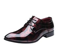 LinRim Suit Shoes Oxford Shoes Men's Classic Business Derby Shoes Wedding Shoes Black Blue Red White Brown Yellow Gold Grey Wine 39-48, Wine D, 7 UK
