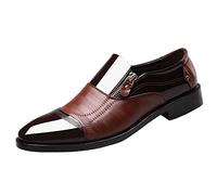 LinRim Suit Shoes Oxford Shoes Men's Classic Business Derby Shoes Wedding Shoes Black Blue Red White Brown Yellow Gold Grey Wine 39-48, Brown C, 11 UK