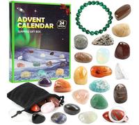 LINROMIA Crystal Advent Calendar 2024, Christmas Countdown Gemstone Advent Calendar with 24 Natural Stones & Minerals Toys for Collection, Christmas Gifts for Kids Girls Boys Geology Enthusiasts