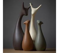 Lin's Wood Animal Ornament Porcelain Decoration Deer Ceramic Crafts Art Creative furnishings Ornaments Gift Family Matts Four People Home Deer.