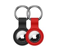 Linsaner 【2 Pack】 Compatible with AirTag Case Keychain Air Tag Case Holder Silicone AirTags Key Ring Cases Air Tags Key Chain Compatible with Apple AirTag GPS Item Finders Accessories,Black Red