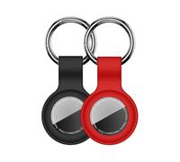 Linsaner 【2 Pack】 Compatible with AirTag Case Keychain Air Tag Case Holder Silicone AirTags Key Ring Cases Air Tags Key Chain Compatible with Apple AirTag GPS Item Finders Accessories，Black Red