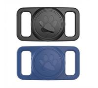 Linsaner [2 Pack] Waterproof Dog Collar Holder for AirTag 1st & 2nd Gen, No Dangle Silicone Case for Apple for Air Tag, Full Cover GPS Tracker Protective Accessories for Pet Puppy Cat, Black/Dark Blue