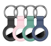 Linsaner 【4 Pack】 Compatible with AirTag Case Keychain Air Tag Holder Silicone AirTags Key Ring Cases Tags Chain Apple AirTag GPS Item Finders Accessories，Multicolor