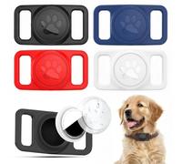 Linsaner [4 Pack] Waterproof Dog Collar Holder for AirTag 1st & 2nd Gen, No Dangle Silicone Case for Apple for Air Tag, Full Cover GPS Tracker Protective Accessories for Pet Puppy Cat, 4 Colors