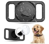 Linsaner Waterproof Dog Collar Holder for AirTag 1st & 2nd Gen, No Dangle Silicone Case for Apple Air Tag, Full Cover Paw Print GPS Tracker Protective Accessories for Pet Puppy Cat, Black