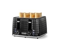Linsar - 4 Slice Toaster - Unique Curved Texture - Defrost, Reheat, Cancel Functions - 7 Browning Levels, Wide Slots, Removable Crumb Tray - Automatic Switch Off - 1600 Watt (Black)