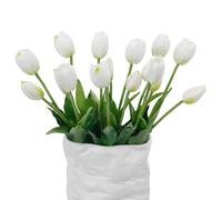 LINSIE 15 Pcs Artificial Tulips Real Touch Latex Plastic Flowers Soft Faux Bouquets for Party, Wedding, Home, Room, Garden Decor