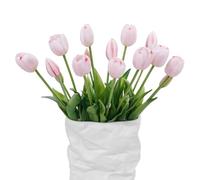 LINSIE 15 Pcs Artificial Tulips Real Touch Latex Plastic Flowers Soft Faux Bouquets for Party, Wedding, Home, Room, Garden Decor