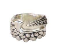 LINSION 925 Silver Angel Wings Ring Adjustable Love Embrace Jewelry for Couples TA430A 4 Models UK Size J½~Z5 (Model M, UK S½(60.8mm))