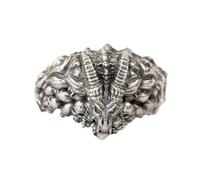 LINSION 925 Silver Demon Head Ring Skulls Gothic Statement Jewelry Adjustable TK418A Open UK Size P½~Z5 (UK Z+3 (72.3mm))