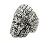 LINSION 925 Silver Native American Chief Ring Handmade Tribal Statement Jewelry TA89A UK Size N½~Z5 (UK T½ (62.1mm))