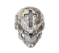 LINSION 925 Silver Skull Ring with Cross Gothic Men's Statement Jewelry TA422A 3 Models UK Size N½~Z6 (Model M, UK W½(65.9mm))