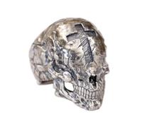 LINSION 925 Silver Skull Ring with Cross Gothic Statement Jewelry Adjustabe TK422A Open UK Size P½~Z5 (UK S½ (60.8mm))