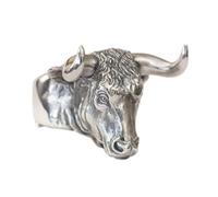LINSION 925 Sterling Silver Buffalo Ring Punk Wild ox Ring TK394 Open UK Size P½~Z5 (UK R½ (59.5mm))