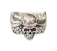 LINSION 925 Sterling Silver Flying Skulls Wing CZ Eyes Skull Ring TA446 UK Size L½~Z5 (Model L, UK Z+5 (74.8mm))