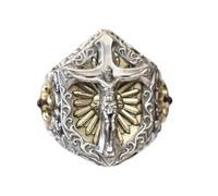 LINSION 925 Sterling Silver Jesus Christ Cross Shield Ring TA462 UK Size P½~Z5 (UK Z+5 (74.8mm))