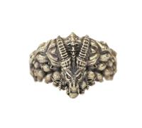 LINSION Brass Demon Satan Skulls Ring Biker Punk Jewelry BR418 UK Size N½~Z5 (UK Z+3 (72.3mm))