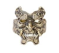 LINSION Brass Devil Mask Biker Ring Rock Punk Skull Jewelry BR501 Open UK Size P½~Z5 (UK U½ (63.4mm))