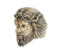LINSION Brass Jesus Christ Ring Huge Biker Punk Jewelry BR400A UK Size P½~Z5 (UK Z+4 (73.6mm))