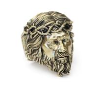 LINSION Brass Jesus Christ Ring Mens Biker Punk Adjustable Ring BR434 Open UK Size P½~Z5 (UK Z+1 (70.4mm))