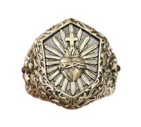 LINSION Brass Thorn Heart Cross Sword Details Biker Rock Ring BR460A UK Size P½~Z5 (UK Z+3 (72.3mm))