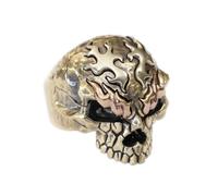 LINSION Cupronickel Fire Copper EyeBrow Brass Skull Ring Biker Ring BR427 UK Size P½~Z5 (UK T½ (62.1mm))
