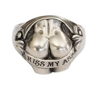 LINSION Cupronickel Sexy Hips Buttocks Ring Kiss My Ass Mens Ring CP148 UK Size N½~Z4 (UK V½ (64.6mm))
