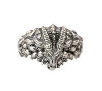 LINSION Details Cupronickel Demon Satan Skulls Punk Ring CP418 Open UK Size P½~Z5 (UK Z+2 (71.7mm))