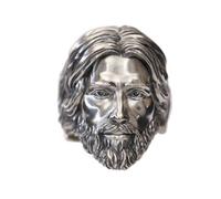 LINSION Details Jesus Christ 925 Sterling Silver Biker Rock Ring TA465 UK Size P½~Z5 (UK Z+1 (70.4mm))