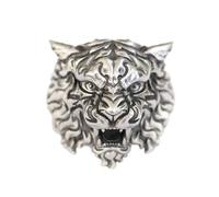 LINSION Handmade 925 Silver Armored Tiger Ring Gothic Men's Statement Ring TA398A 3 Models UK Size N½~Z6 (Model M, UK T½(62.1mm))