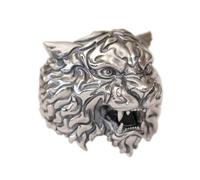 LINSION Handmade 925 Silver Armored Tiger Ring Men Gothic Statement Jewelry TK398A Open UK Size P½~Z5 (UK Z+1 (70.4mm))