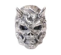 LINSION Handmade 925 Silver Black Myth Wukong Red Boy Gothic Adjustable Ring TA515A Open UK Size P½~Z5 (UK Z (68.5mm))