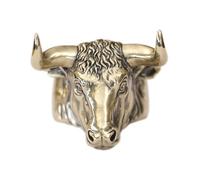 LINSION Huge Brass Buffalo Ring Biker Punk Wild ox Ring BR394 Open UK Size P½~Z5 (UK Z+2 (71.7mm))