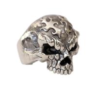 LINSION Huge Cupronickel Fire Skull Punk Ring Biker Jewelry CP426 Open UK Size P½~Z5 (UK Q½ (58.3mm))