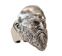 LINSION Huge Cupronickel God Of War Kratos Punk Ring CP429 Open UK Size P½~Z5 (UK S½ (60.8mm))