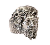 LINSION Huge Cupronickel Jesus Christ Biker Ring Punk Jewellery CP400 Open UK Size P½~Z5 (UK X½ (67.2mm))