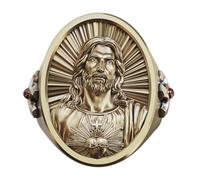LINSION Vintage Style Brass Jesus Christ Cross Ring Religious Jewelry BR509 UK Size N½~Z5 (UK S½ (60.8mm))
