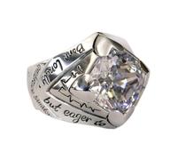 LINSION Words on Ring Charms Heart White CZ 925 Sterling Silver Ring TA503B UK Size J~Z1 (Model S, UK Size M½ (53.1mm))