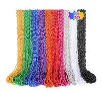 LINSIRON 220 PCS Colorful Bead Necklace, 33 Inch Mardi Gras Christmas Beads, Bulk Metallic Party Beads for Mardi Gras Parade, St Patricks Day, Wedding, Birthday, Pirate Party, Carnival Party Favors