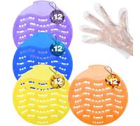 LINSIRON 32 Pack Urinal Deodorizer Screen with 100 Gloves, 3D Wave Anti-Splash Odor Protection Urinal Cakes for Men Toilets Dry Wet Urinal Deodorant Bathroom Office Mall Hotel Four Scents Urinal Mats