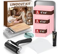 LINSIRON Linocut Kit for Printmaking, Linocut Tools Block Printing Stamp Making Kit Supplies with 12Pcs Linoleum Blocks, Brayer, Ink, Carving Tools for Beginners Adults Artists DIY Hobby Birthday Gift