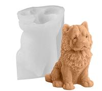 Linsition Silicone Candle Molds Animal Candle Mold Chow Chow Dog, Cake Decorating Tool Wax Molds for Candle Making, Soap, Home Decoration