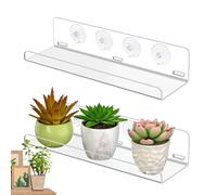 Linsition Window Shelf for Plants | Clear Suction Cup Planter Holder - Indoor Plant Display Rack,for Home Apartment Nature Lovers Gardeners Growers Balcony Kitchen Living Room Indoor Garden