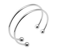 Linsoir beads Stainless Steel Adjustable Bangle Bracelets for Women Gold/Silver/Rhodium Plated Simple Bangles Bracelets 3mm Stacking Open Cuff Bangles Set 2 Pcs/lot Gifts Jewelry, Adjustable Size