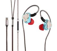 Linsoul 7Hz Salnotes Zero HiFi 10mm Dynamic Driver In-Ear Earphone IEM with Metal Composite Diaphragm Stainless Steel Faceplate Detachable 2Pin OFC Cable (Blue, With Mic, Type C)