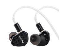 Linsoul Kefine Klean In Ear Monitor,10mm DLC Diaphragm Dynamic Driver HiFi Earphones,Wired Gaming Earbuds,Replaceable Nozzles,Detachable Silver-Plated Cable for Audiophile (With Mic Type-C, Black)