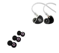 Linsoul Kiwi Ears Belle 10mm DLC Dynamic Driver In-Ear Monitor (Without Mic, Black)+Kiwi Ears Flex Earbud Tips, Replacement Silicone IEM Tips (Black)