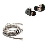 Linsoul KZ ZS10 Pro, 4BA+1DD 5 Driver in Ear Monitor, HiFi Wired Earbuds, Gaming Earbuds(Without Mic, Dark Black)+Tripowin Zonie IEM Cable, 1.25m (Recessed 2pin, 3.5mm, Grey)